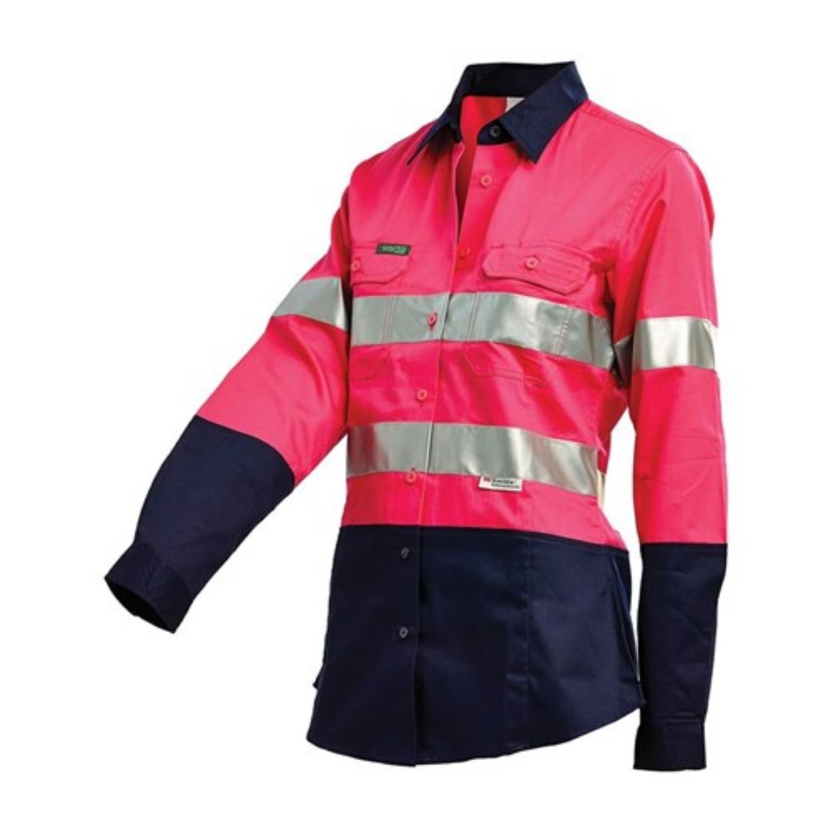Picture of HI-VIS WOMENS 2 TONE PINK & NAVY LIGHTWEIGHT TAPED SHIRT