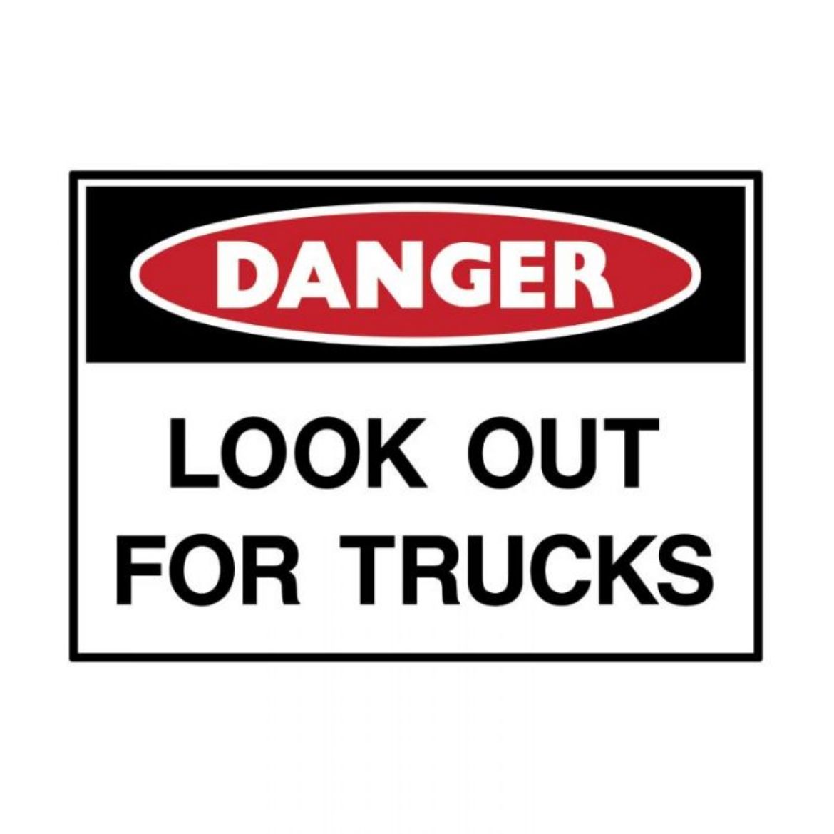 Picture of Danger Sign - Look Out For Trucks (Metal) H450mm x W600mm