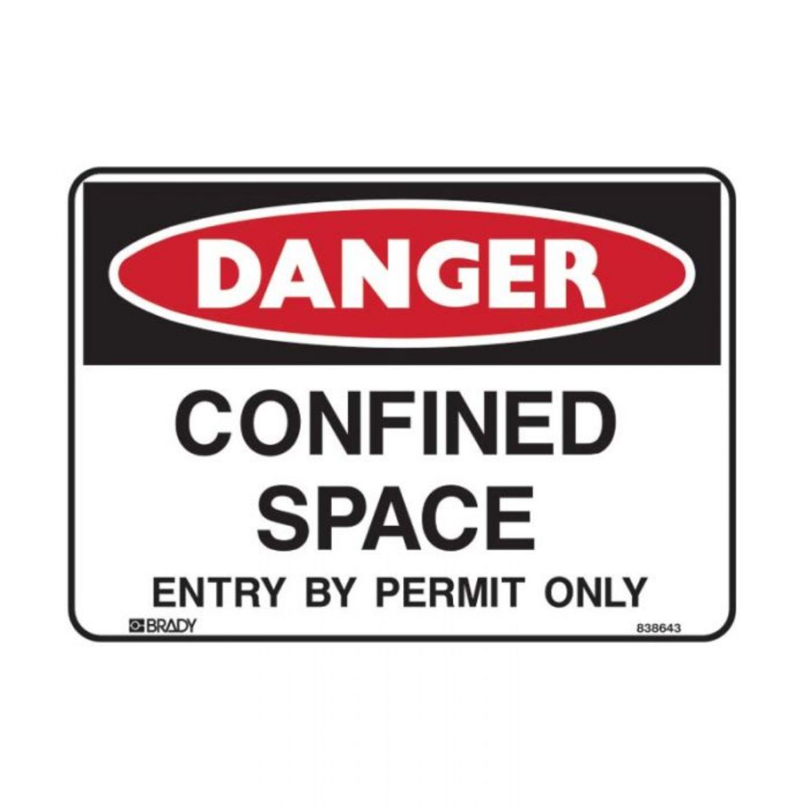 Picture of Danger Sign - Confined Space Entry By Permit Only (Metal) H225mm x W300mm