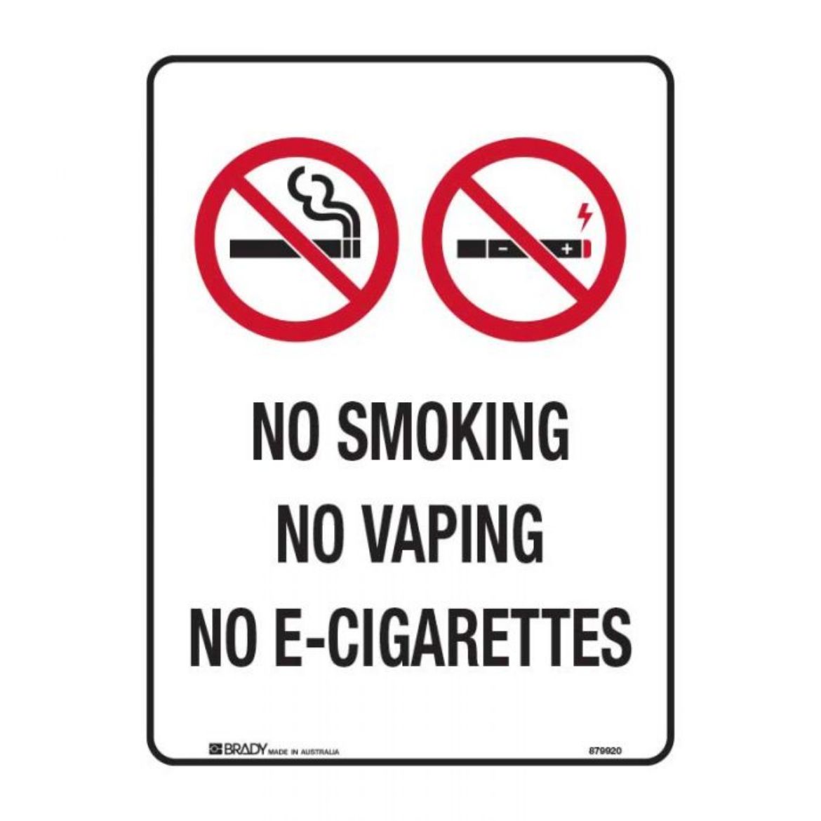Picture of No Smoking, No Vaping, No E-Cigarettes, 300mm x 225mm, Polypropylene