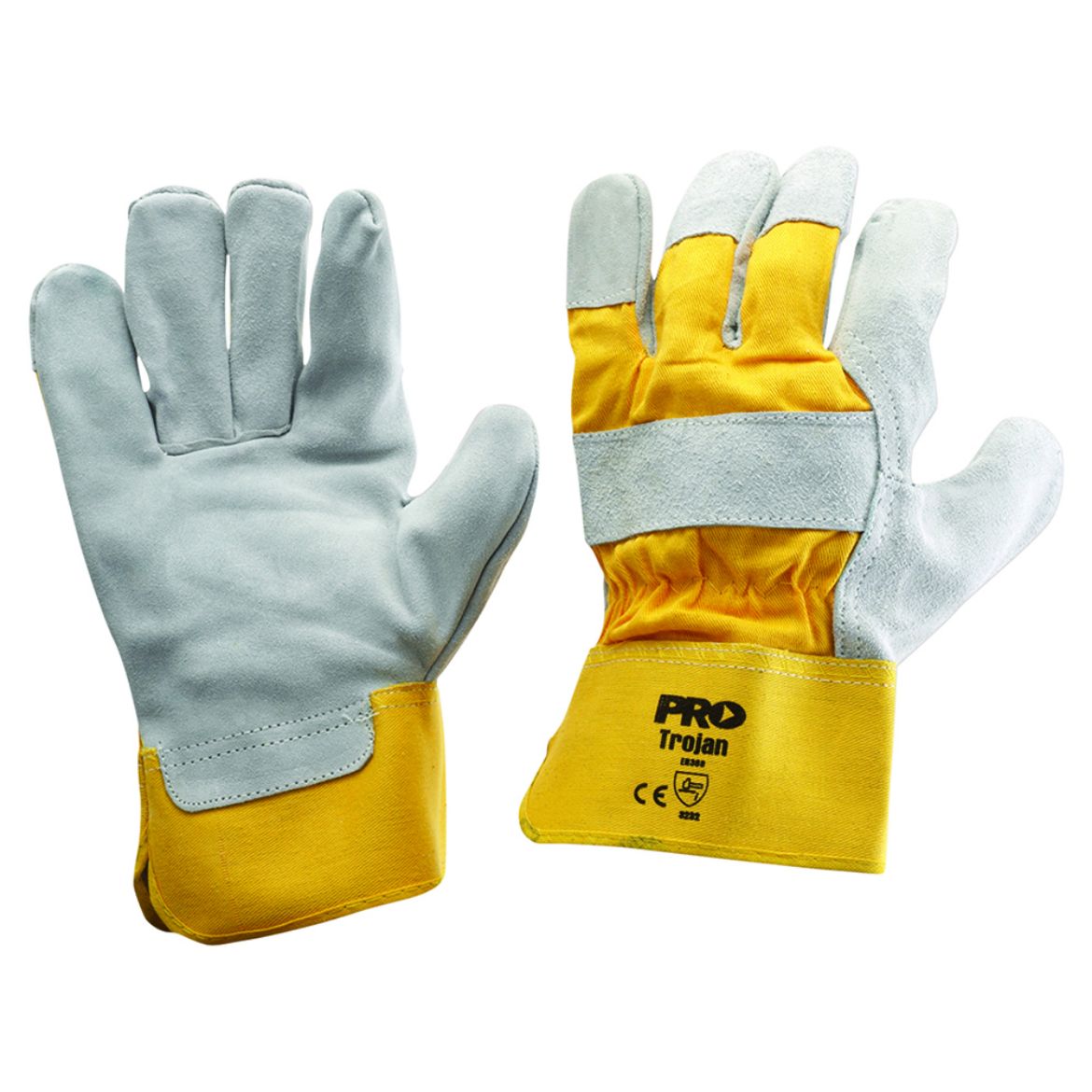 Picture of YELLOW COTTON BACK/COWSPLIT LEATHER PALM - HEAVY DUTY - ONE SIZE FITS MOST