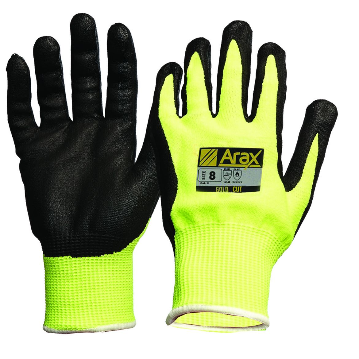 Picture of ARAX GOLD, NITRILE SAND DIP ON HI-VIS YELLOW LINER