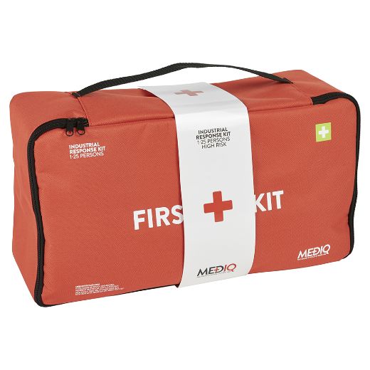 Picture of MEDIQ ESSENTIAL FIRST AID KIT WORKPLACE RESPONSE IN ORANGE SOFT PACK 1-25 PERSONS HIGH RISK