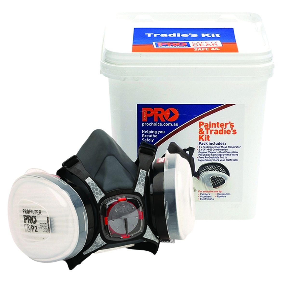 Picture of TRADIES KIT HALF MASK WITH A1P2 CARTRIDGES - RETAIL BLISTER PACK WITH A1P2 FILTERS