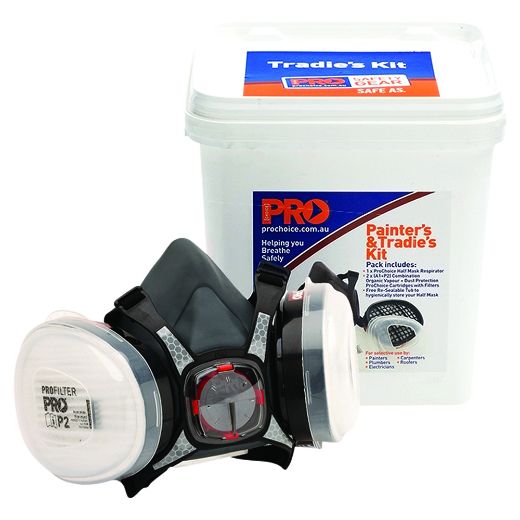 Picture of TRADIES KIT HALF MASK WITH A1P2 CARTRIDGES - RETAIL BLISTER PACK WITH A1P2 FILTERS