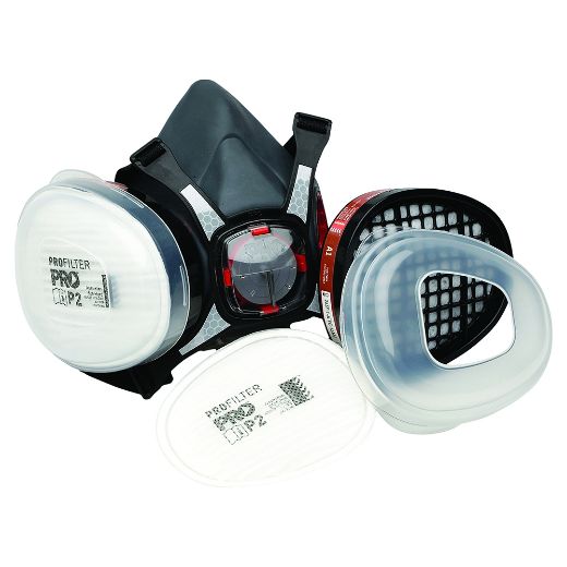 Picture of TRADIES KIT HALF MASK WITH A1P2 CARTRIDGES - RETAIL BLISTER PACK WITH A1P2 FILTERS