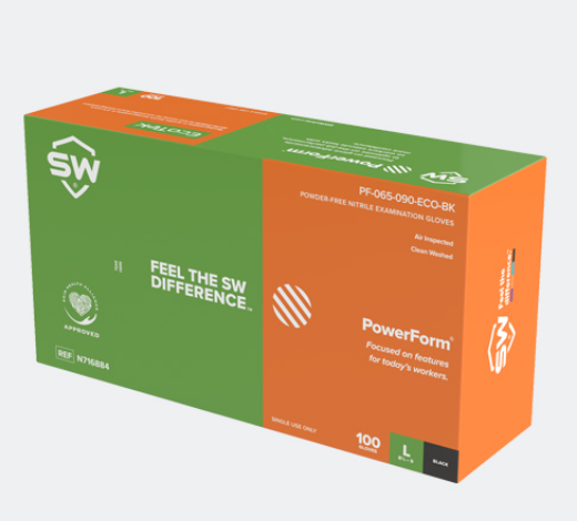 Picture of SW PowerForm S6 Ecotek Powder Free Black Nitrile 100/Box