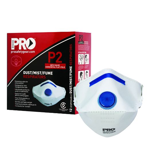 Picture of HORIZONTAL FLAT FOLD RESPIRATOR P2, WITH VALVE - BOX OF 12 MASKS