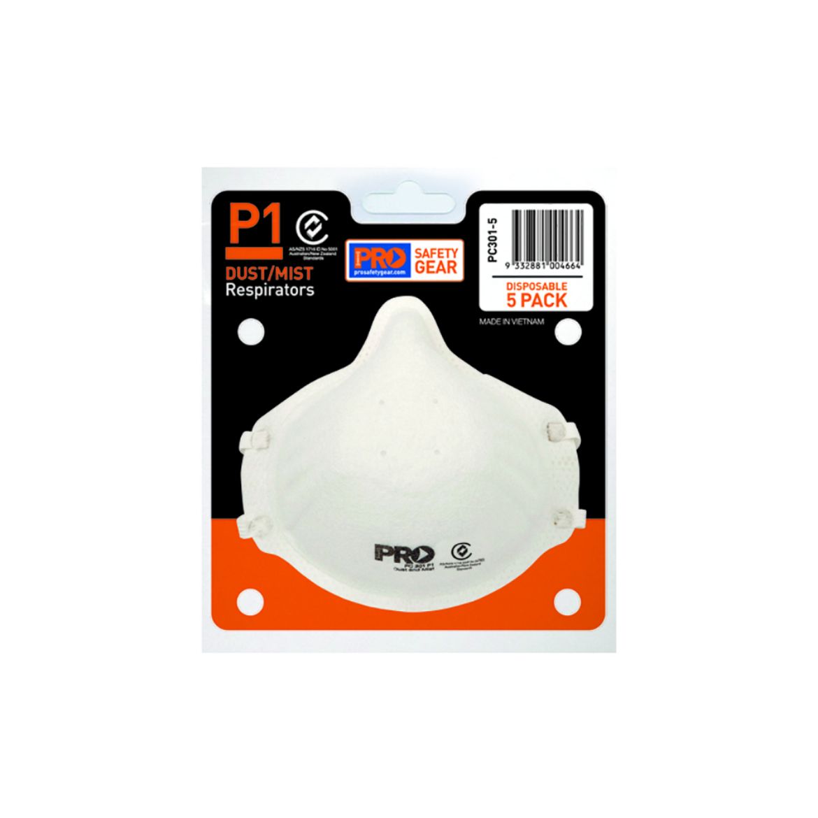 Picture of RESPIRATOR P1, NO VALVE - 5 PIECE BLISTER PACK