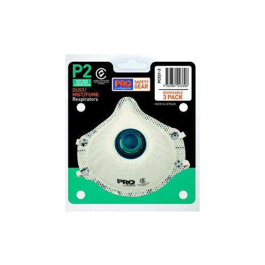 Picture of RESPIRATOR P2, WITH VALVE CARBON FILTER 3 PIECE BLISTER PACK