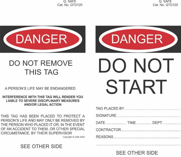 Warning - Out of Service Tags (pkt 100 includes cable ties ...
