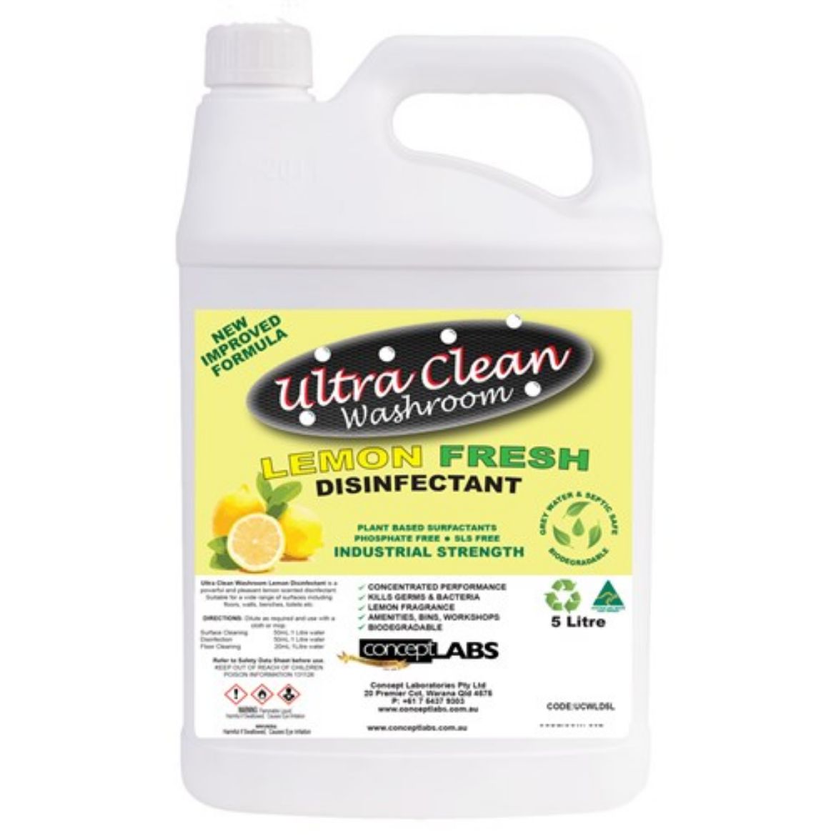 Picture of Ultra Clean Washroom – Lemon Disinfectant 5 Litre