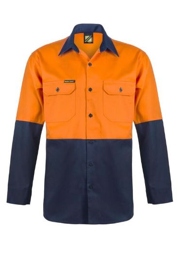 Picture of WorkCraft HI VIS COTTON DRILL L/S SHIRT 190GSM