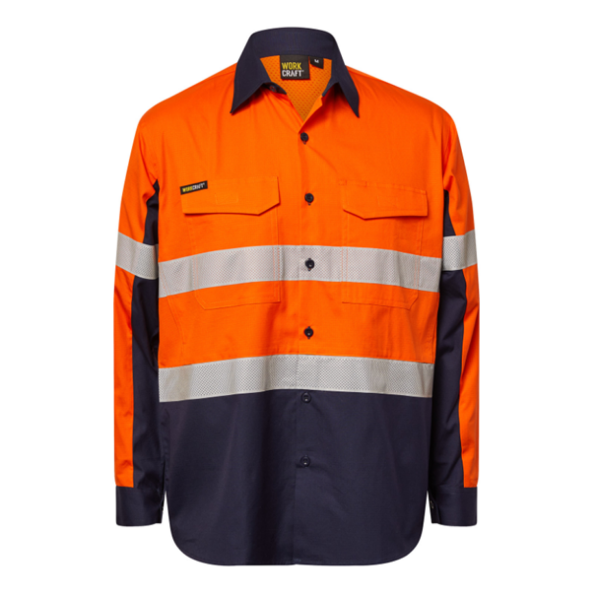 WorkCraft Ripstop Lightweight Hi Vis Two Tone Long Sleeve Vented Cotton ...