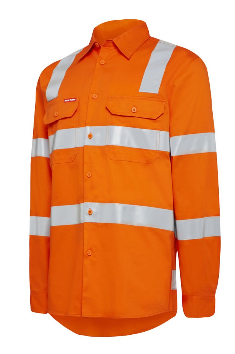 Picture of Hard Yakka NSW RAIL SHIRT LIGHTWEIGHT DRILL WITH VENT & TAPE LS ORANGE