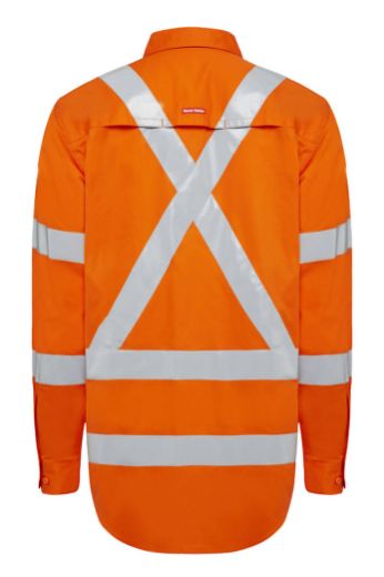 Picture of Hard Yakka NSW RAIL SHIRT LIGHTWEIGHT DRILL WITH VENT & TAPE LS ORANGE