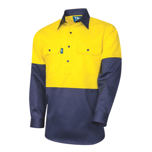 Picture of TRu Workwear Regular Weight L/S Closed Front Hi-Vis Shirt
