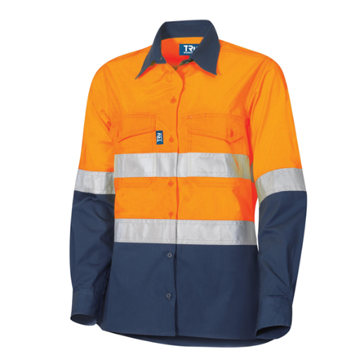 Picture of Womens Ripstop Vented L/S Hi-Vis Cotton Shirt With Reflective Tape