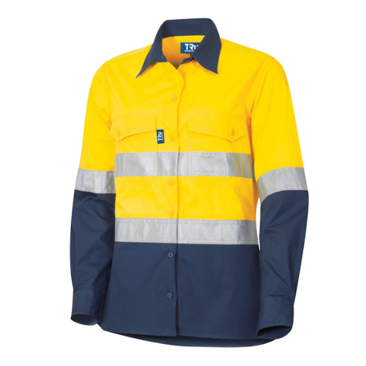 Picture of Womens Ripstop Vented L/S Hi-Vis Cotton Shirt With Reflective Tape