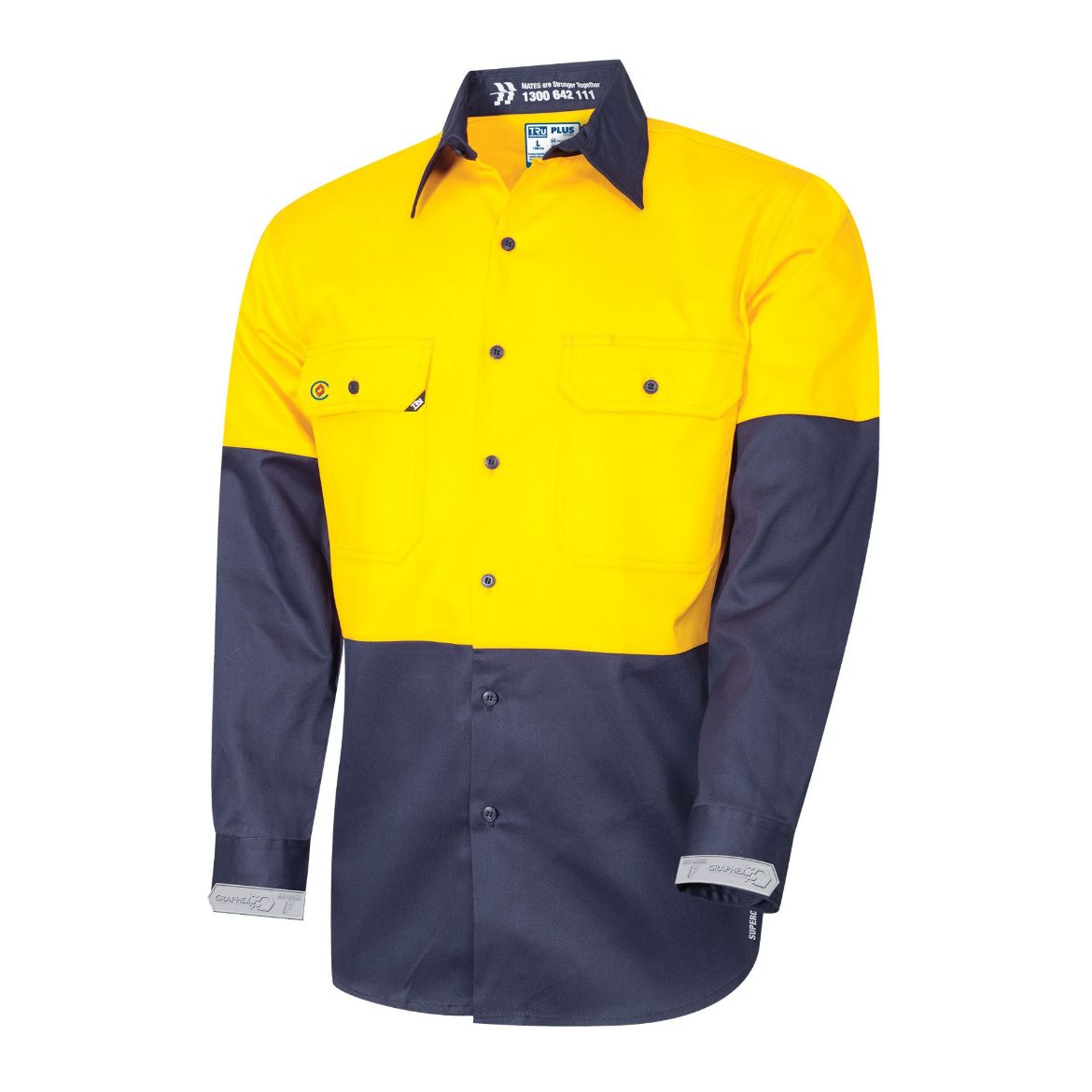 Picture of TRu Workwear Lightweight Vented Hi-Vis Drill Shirt withGraphex® Cut Resistant Sleeve
