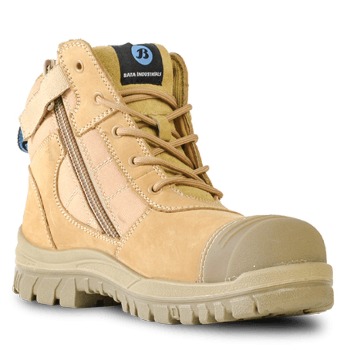 Picture of Bata Zippy Wheat - Zip sided lace-up ankle boot with 
steel safety toecap.