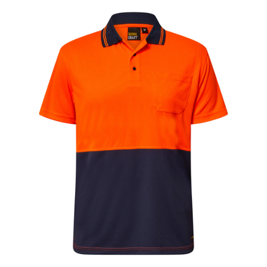 Picture of WorkCraft HI VIS SHORT SLEEVE MICROMESH POLO WITH POCKET