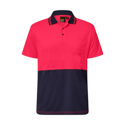 Picture of WorkCraft HI VIS SHORT SLEEVE MICROMESH POLO WITH POCKET