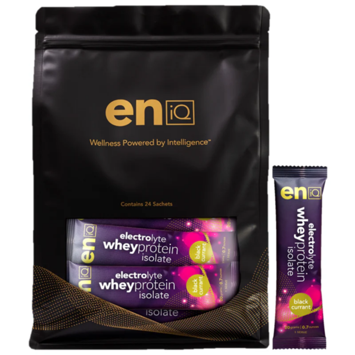 Picture of eniQ Electrolyte Whey Protein Isolate 20 gm sachet (24 pack) - BLACK CURRENT