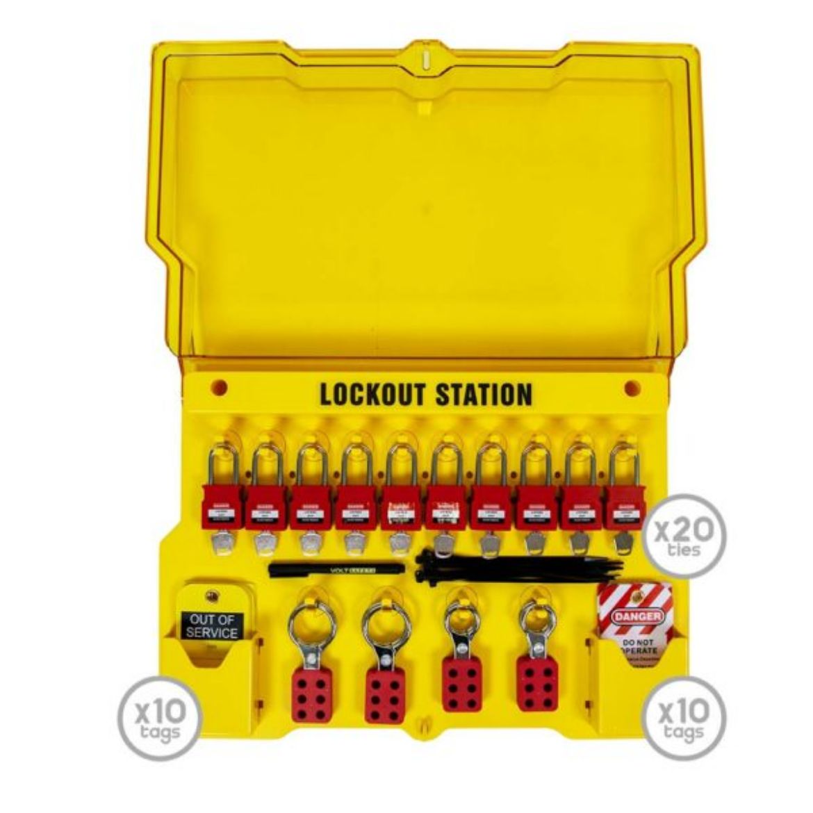 Picture of Wall Mounted Lockout Station with Lid - Filled