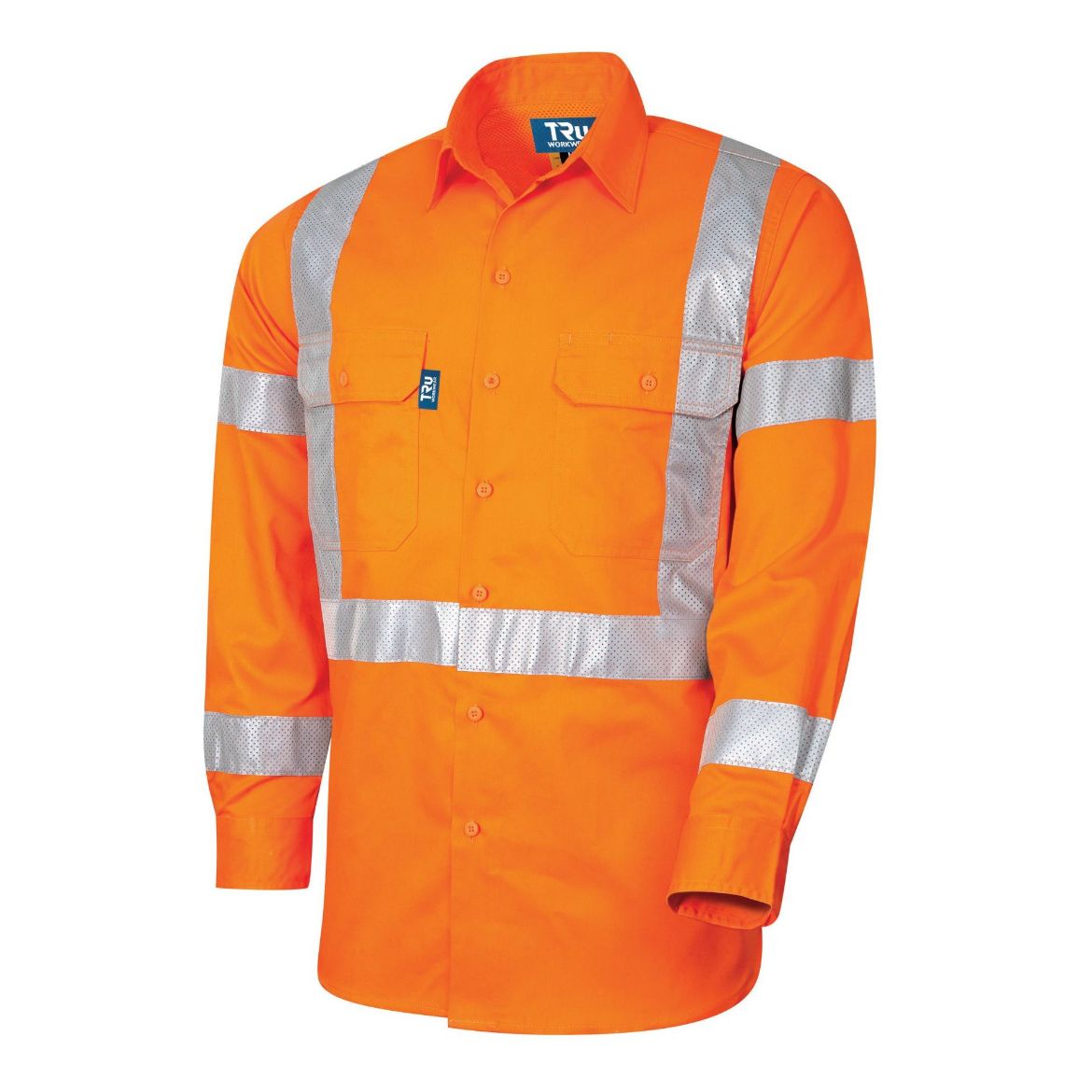 Picture of TRu Workwear Lightweight NSW Rail Vented L/S Hi-Vis Drill Shirt With Perforated Reflective Tape