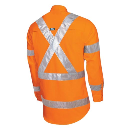 Picture of TRu Workwear Lightweight NSW Rail Vented L/S Hi-Vis Drill Shirt With Perforated Reflective Tape