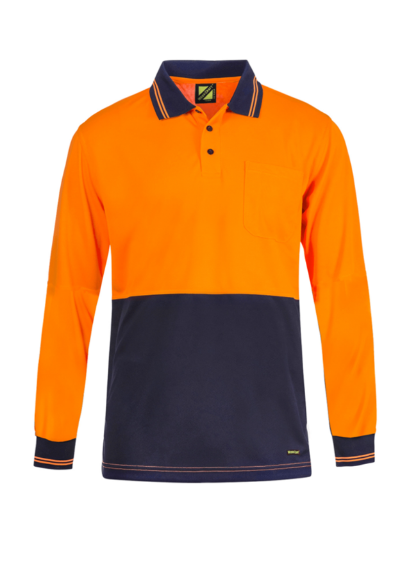 Picture of WorkCraft HI VIS LIGHTWEIGHT LONG SLEEVE MICROMESH POLO WITH POCKET