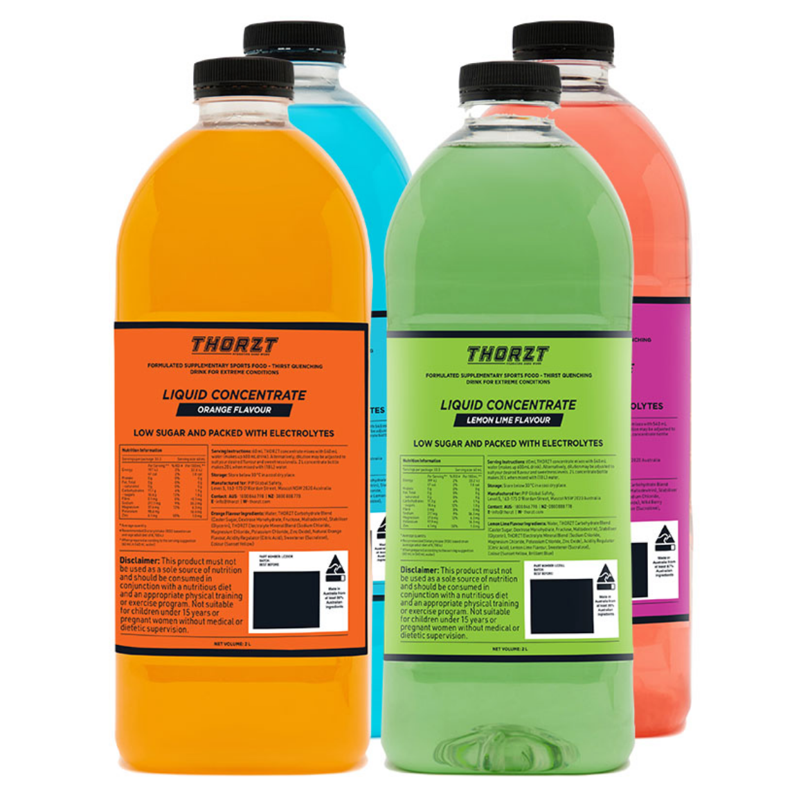 Picture of THORZT Liquid Concentrates - Mixed Flavours - 4 x 2L Bottles