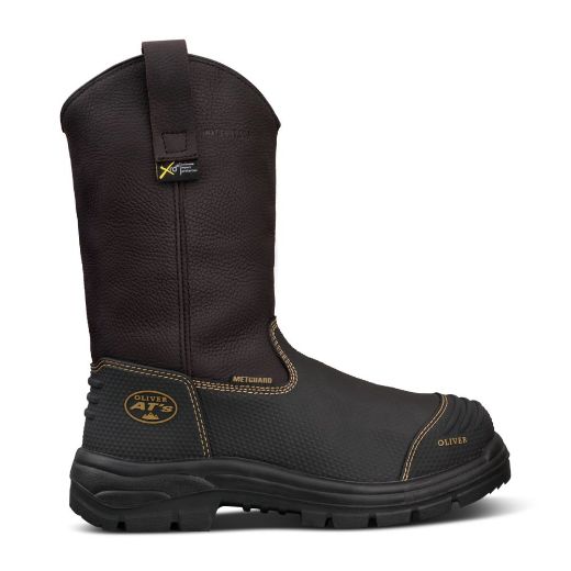 Picture of OLIVER 240mm Brown Pull-on Riggers Boot - Caustic and 100% Waterproof
