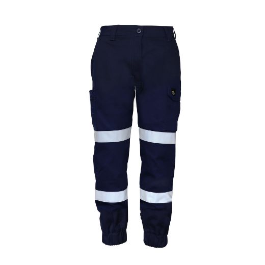 Picture of WORKCRAFT Women’s Stretch Drill Cargo Pants with Reflective Tape and Elasticated Cuff