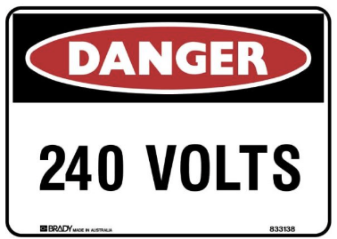 Picture of Danger Sign - 240 Volts (Self Adhesive Vinyl) H180mm x W250mm