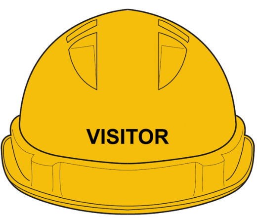 Picture of HARD HAT (V9) - VENTED, 6 POINT RATCHET HARNESS -  YELLOW - 1 Colour Print Liviat LOGO on the Front of Hard Hat & 1 Colour "VISITOR" logo on Back of Hard Hat