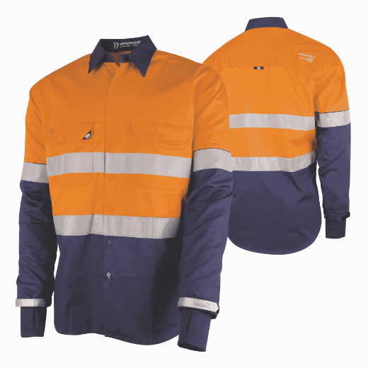 Picture of TRu Workwear Lightweight Vented Taped Hi-Vis Drill Shirt with Graphex® Cut Resistant Sleeve