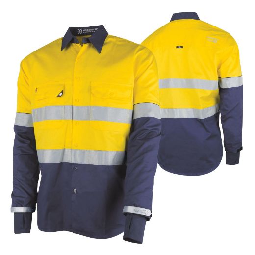 Picture of TRu Workwear Lightweight Vented Taped Hi-Vis Drill Shirt with Graphex® Cut Resistant Sleeve