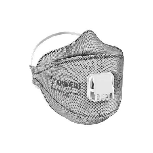 Picture of TRIDENT® Flat Fold P2 Carbon Valved Respirator + Extended Length Head Straps