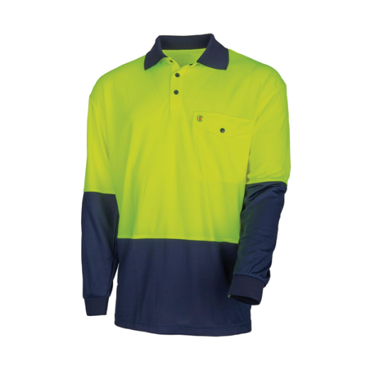 Picture of TRu Recycled Anti-Microbial Micromesh L/S Two Tone Hi-Vis Polo Shirt
